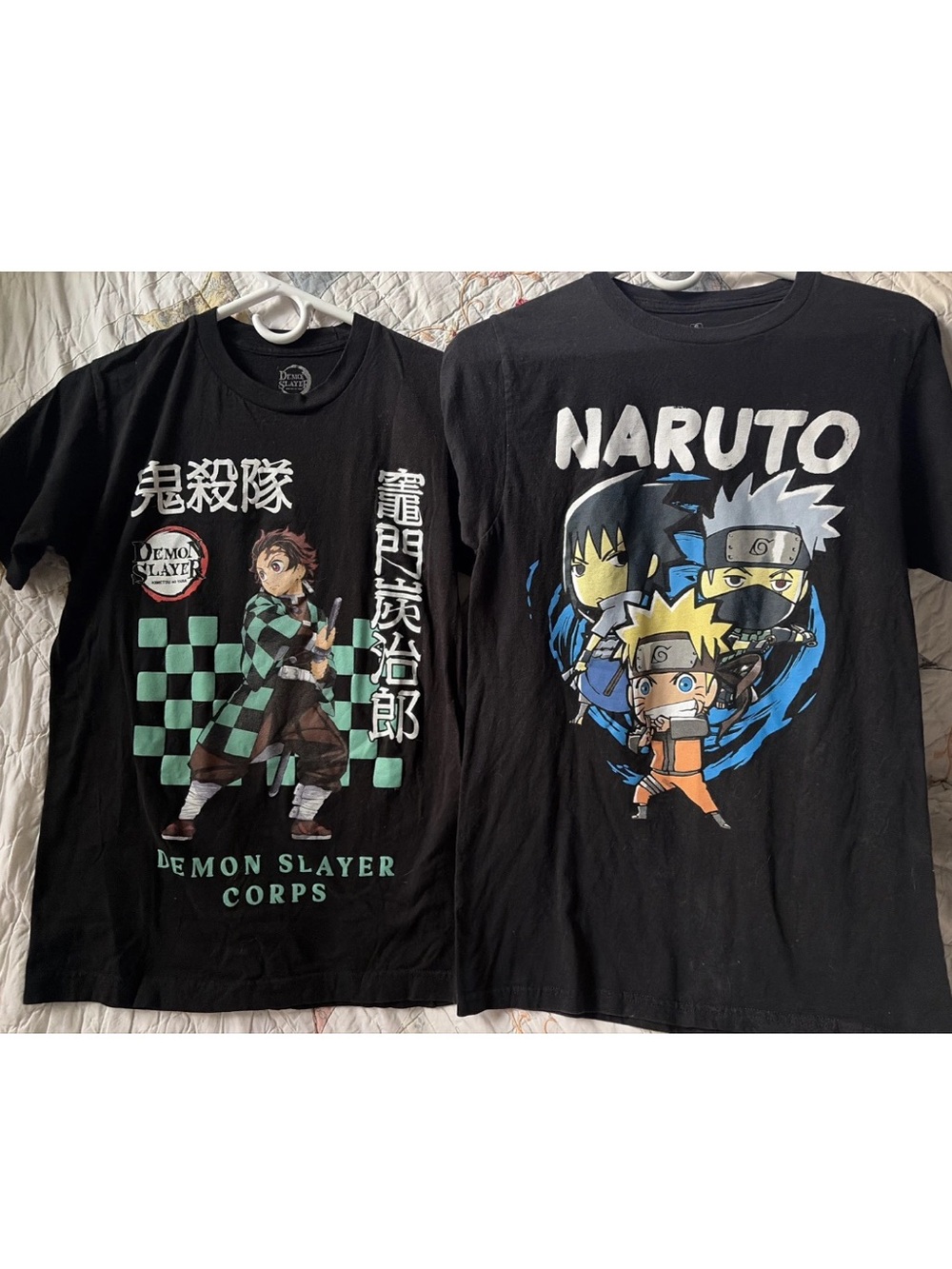 Anime T Shirt Lot 2 Small Naruto Chibi & Demon Slayer Tanjiro Graphic Tee